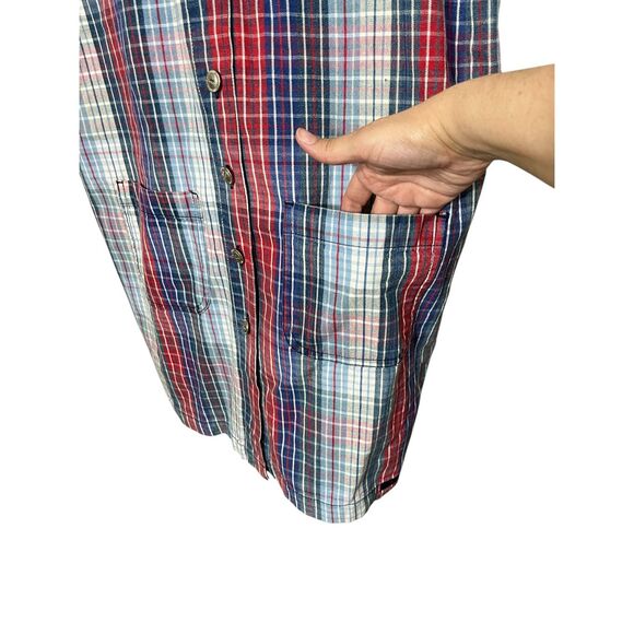 Vintage‎ No Excuses 90s Y2K Jumper Dress Size L Red Blue Plaid - Picture 5 of 6